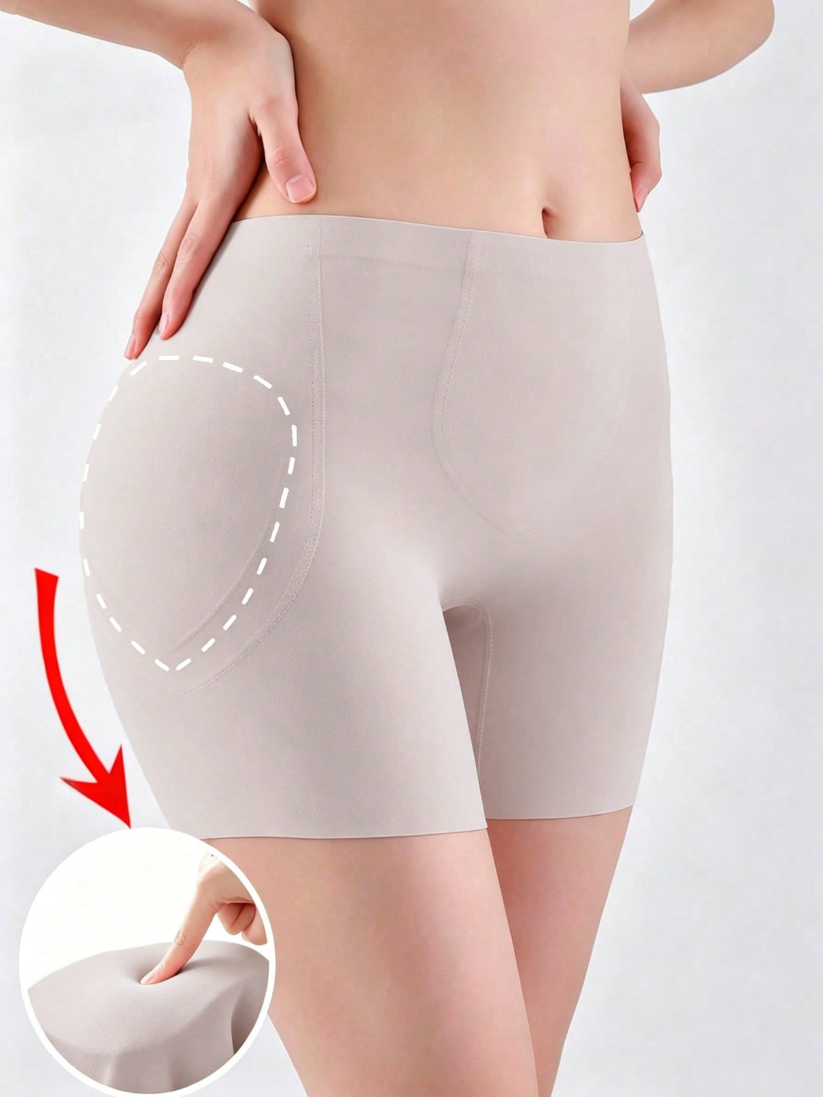 Women's seamless hip and butt lifting shapewear shorts with detachable sponge padding
