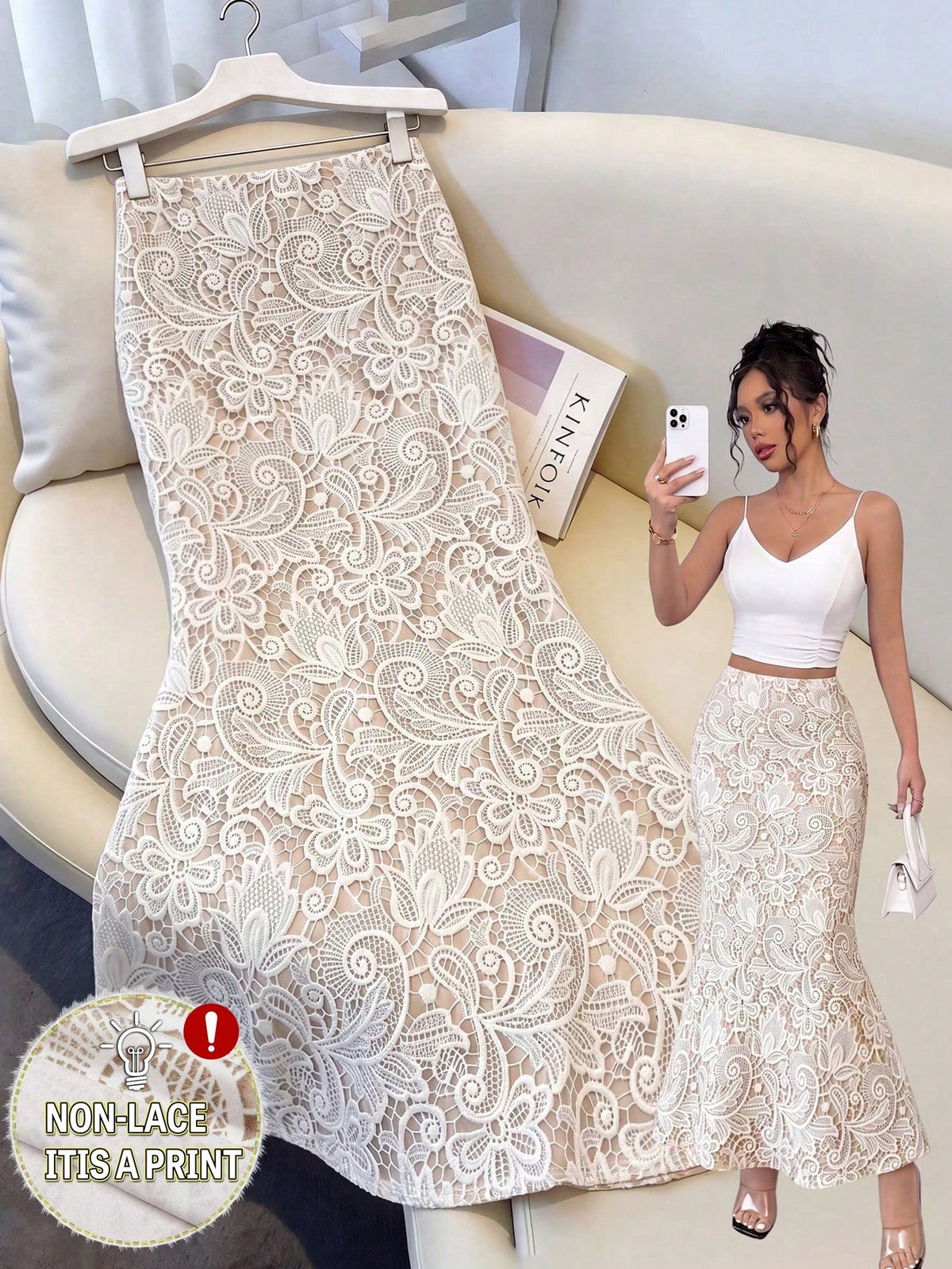 women's high-waist floral print mermaid maxi skirt in a flared knitted fabric silhouette.