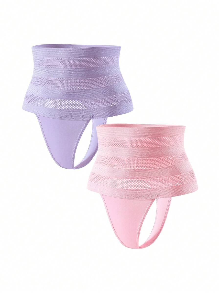 Women's apricot super high waist body shaping briefs featuring ultra light waist support and geometric pattern.