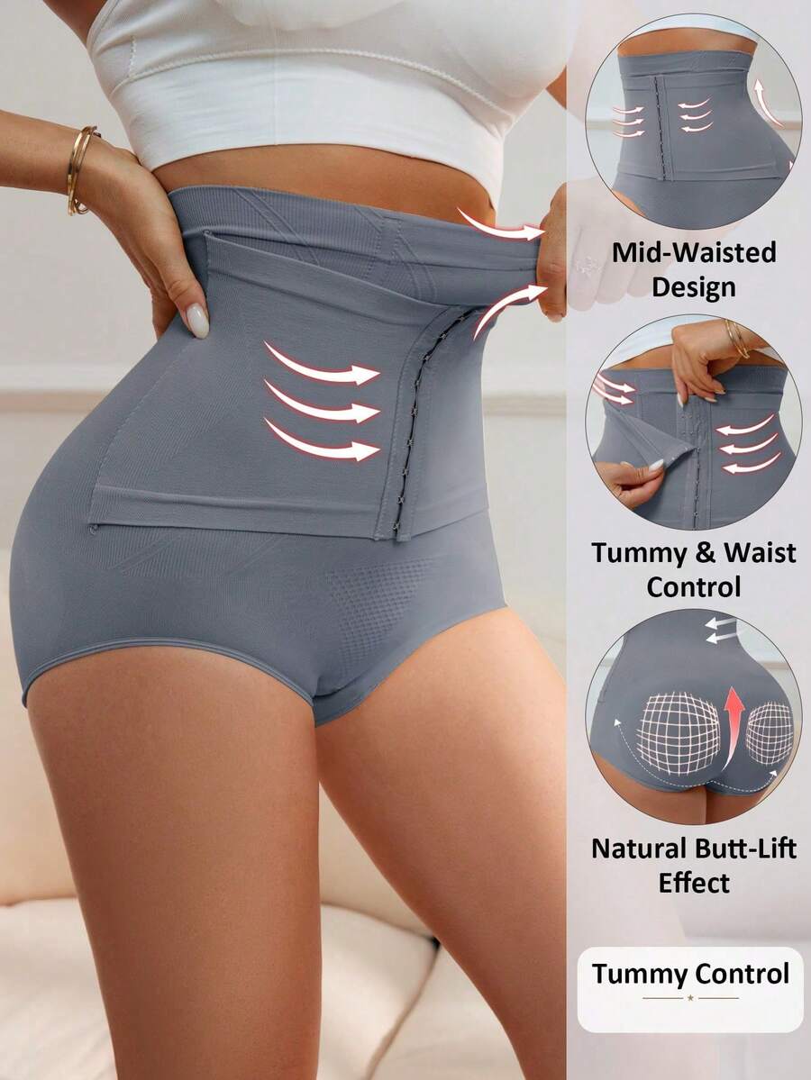 Apricot seamless high waist shaping panties featuring strong tummy control and waist cinching fit for women.