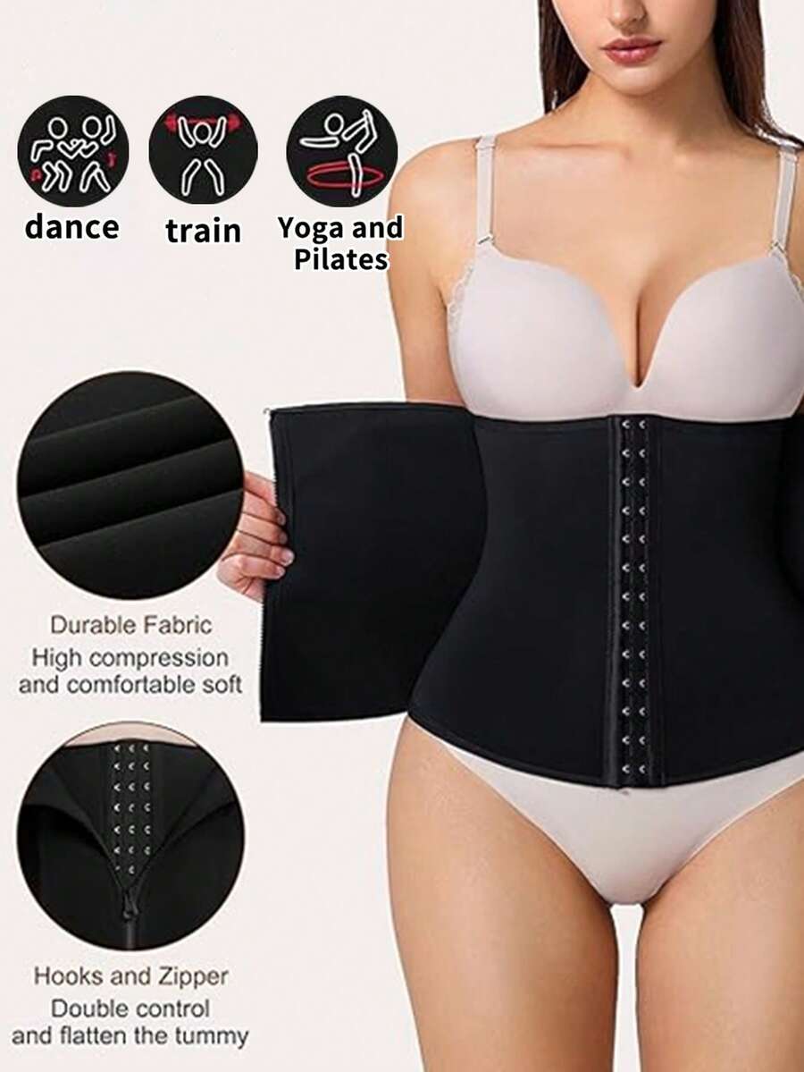 Black neoprene women's sports waist belt for fitness training and abdominal support