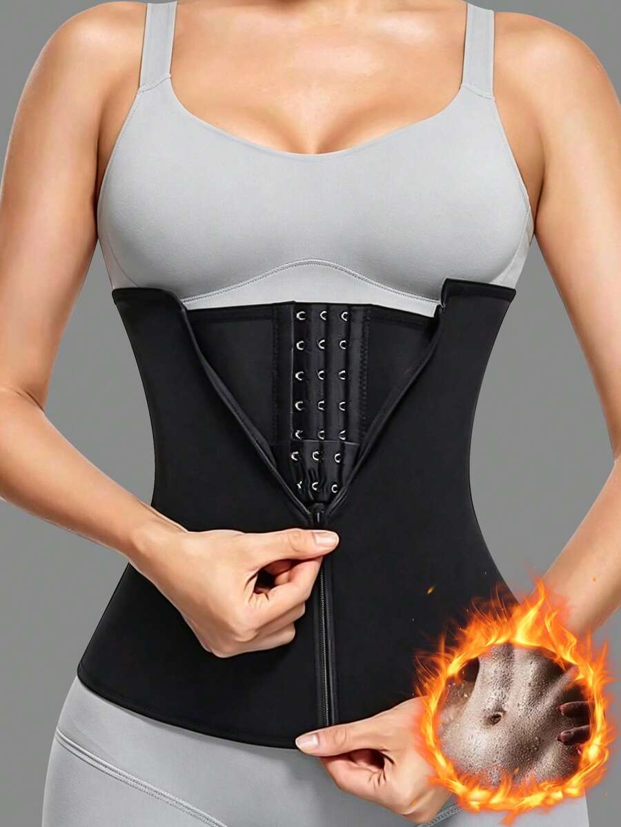 Black neoprene women's sports waist belt for fitness training and abdominal support