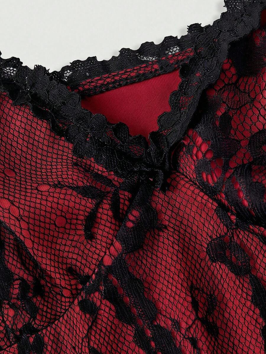 Skyraze women's lace waist-cinching cami dress featuring spaghetti straps, a high waist, and slim fit design.