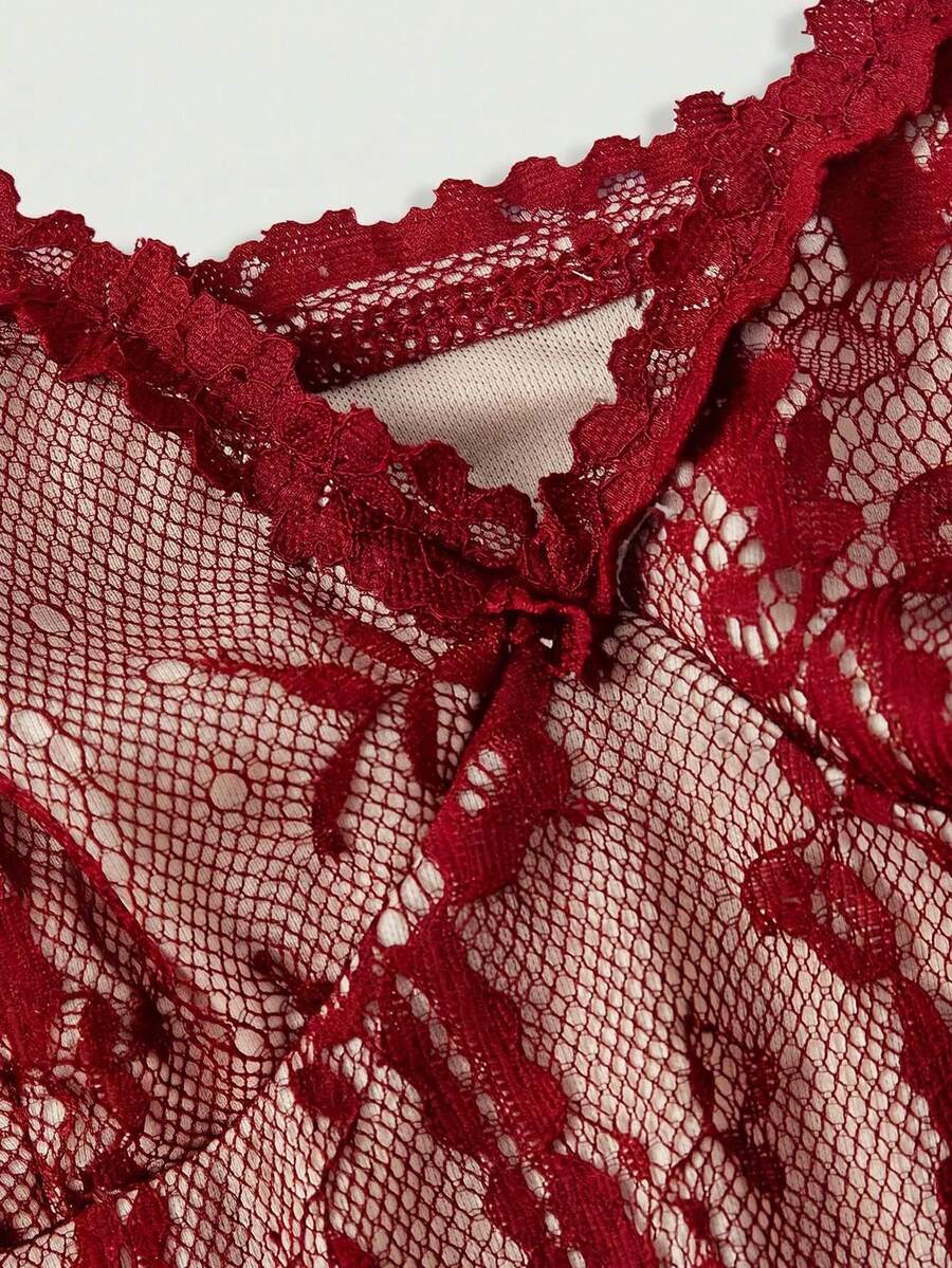 Skyraze women's lace waist-cinching cami dress featuring spaghetti straps, a high waist, and slim fit design.