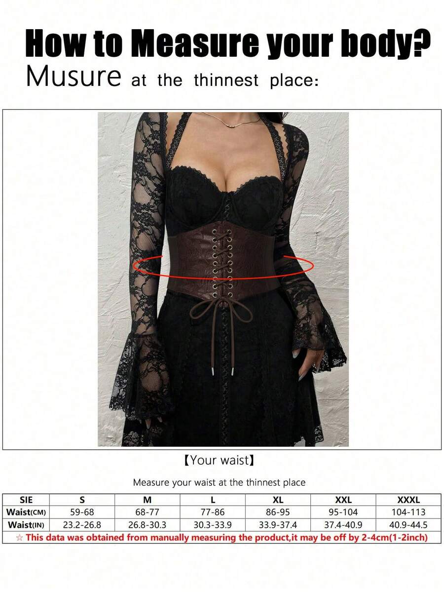 Black lace-up waist cincher with grommet eyelets, baroque pattern, medium stretch, and wide belt design for women.