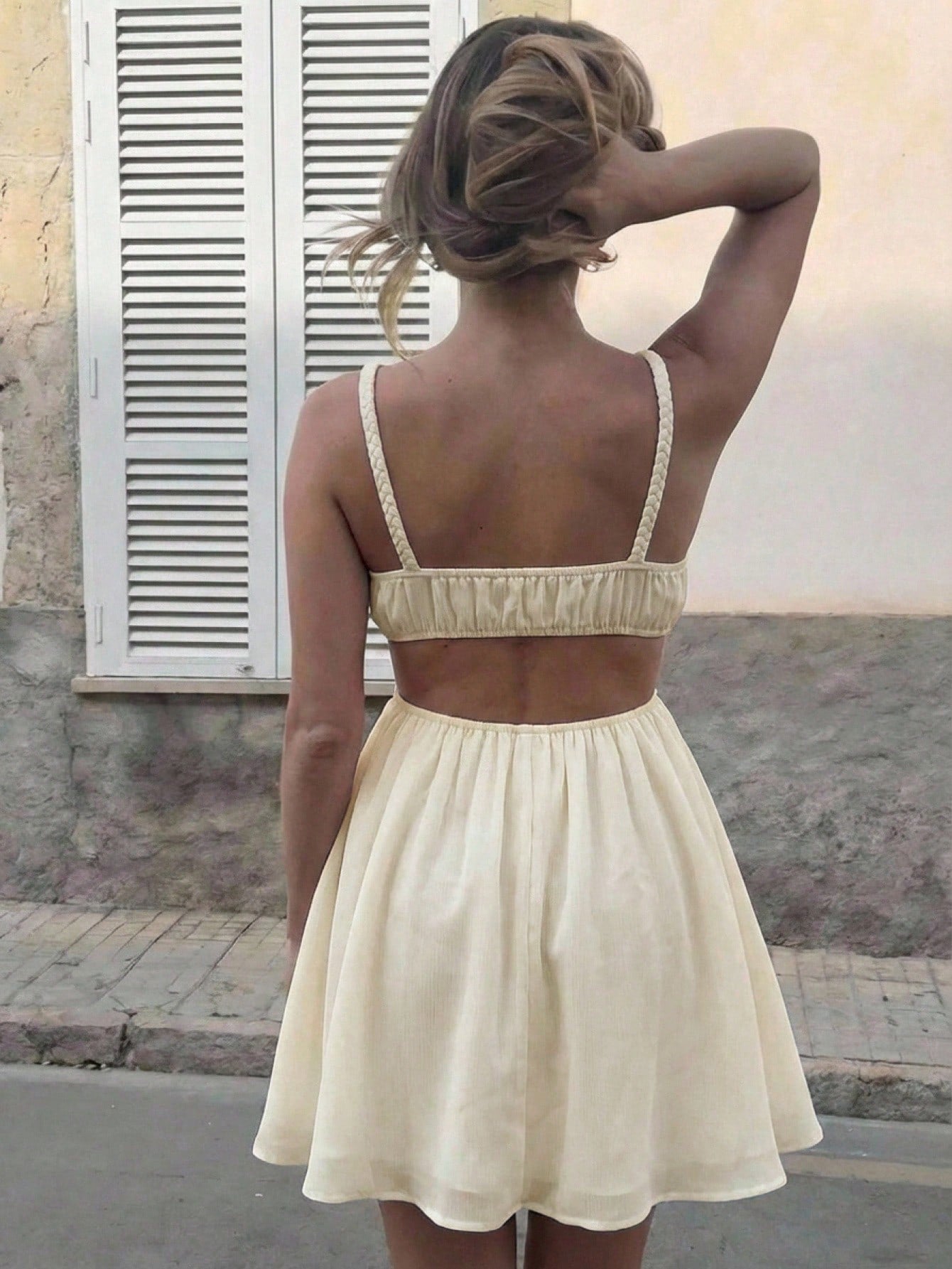 Women's Off-White Summer Beach Vacation Dress,Casual Holiday Textured Hollow Out Camisole,Boho Tropical Crochet Patchwork Vacation Outfits