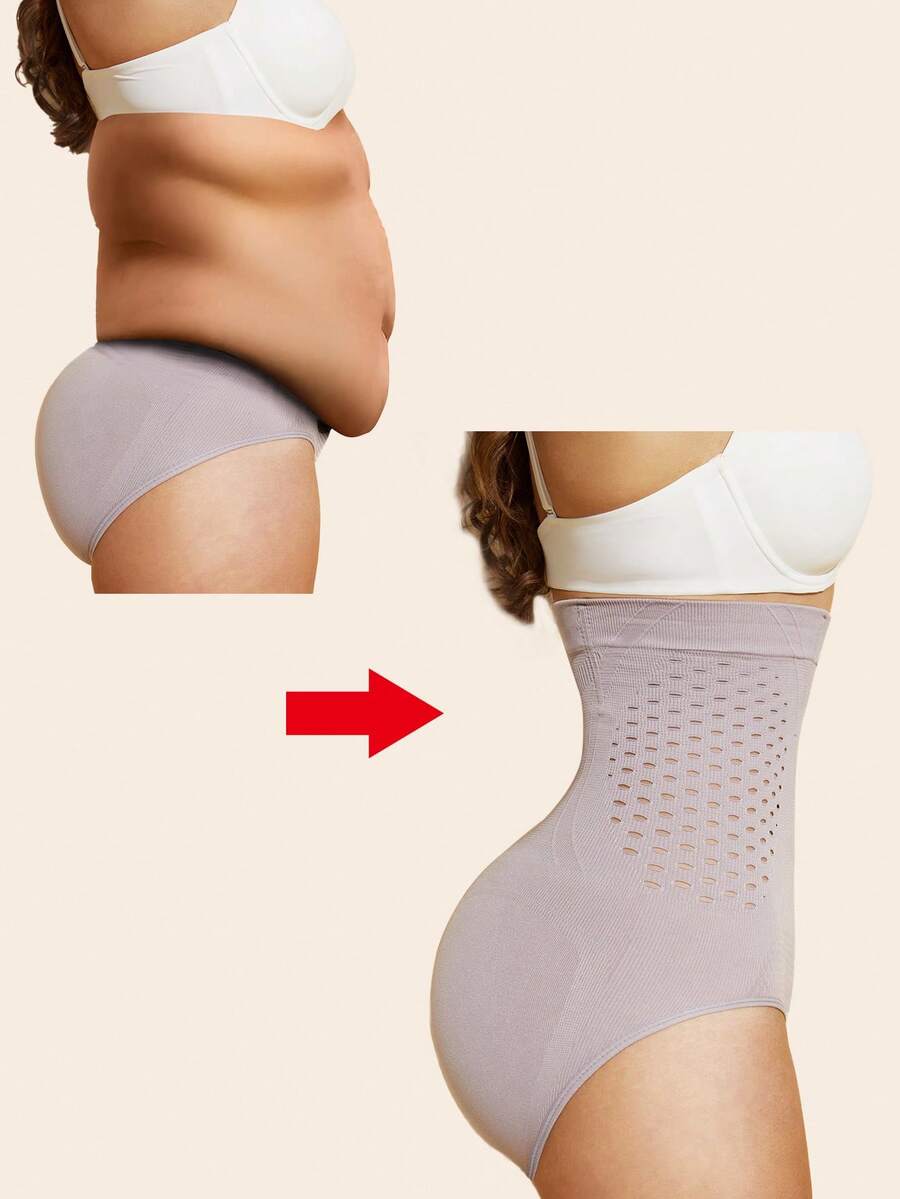 Black women's high waist seamless shaping jumpsuit featuring tummy control and short body shaper design.
