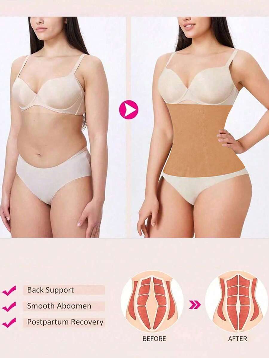 Black women's seamless waist cincher belt for waist support and daily wear.