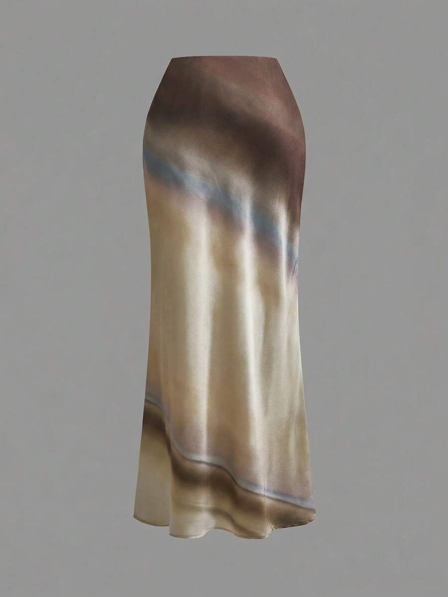 Women's black woven mermaid maxi skirt featuring a solid color design, mid waist, and 100% cotton fabric.
