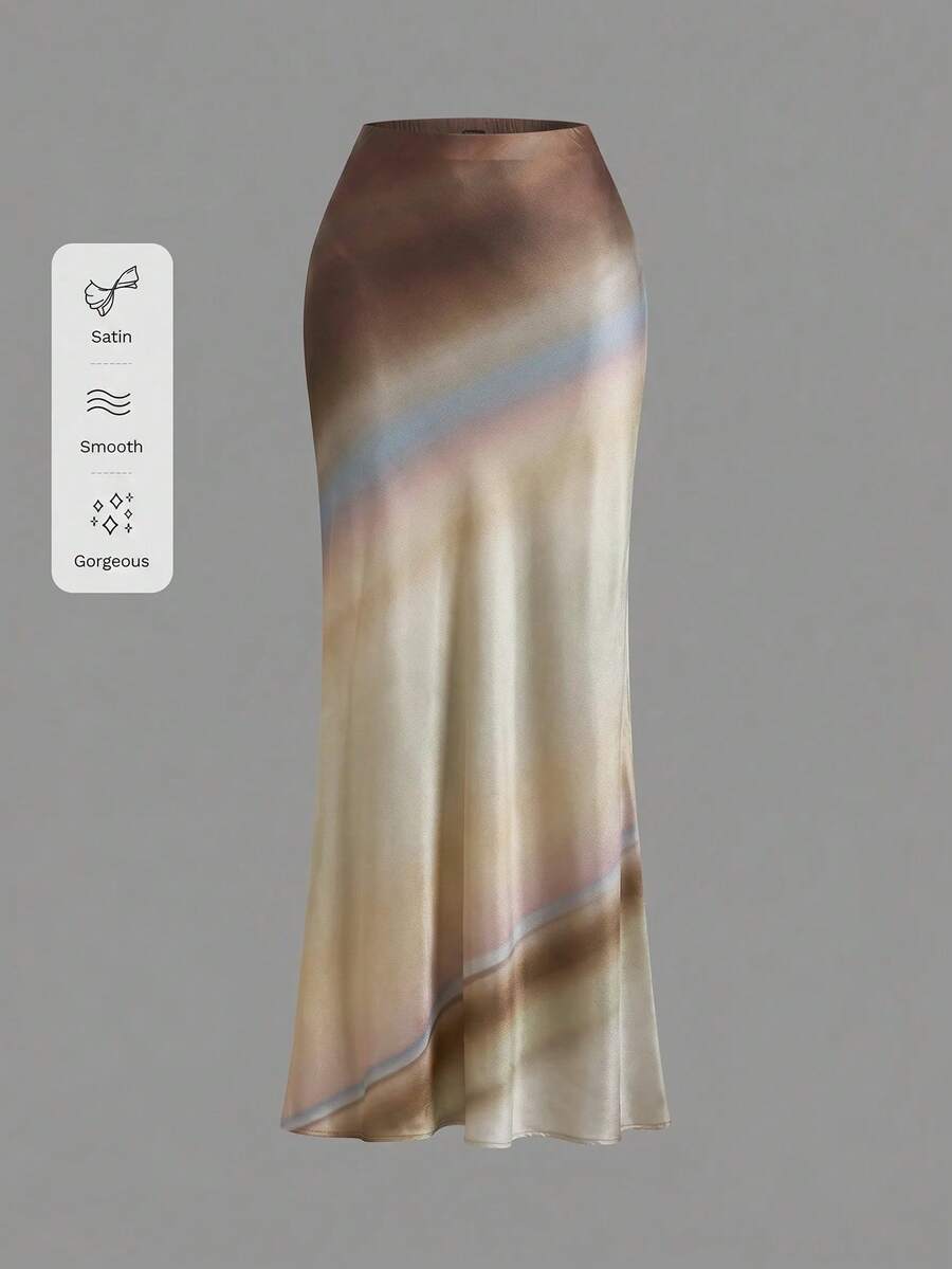 Women's black woven mermaid maxi skirt featuring a solid color design, mid waist, and 100% cotton fabric.