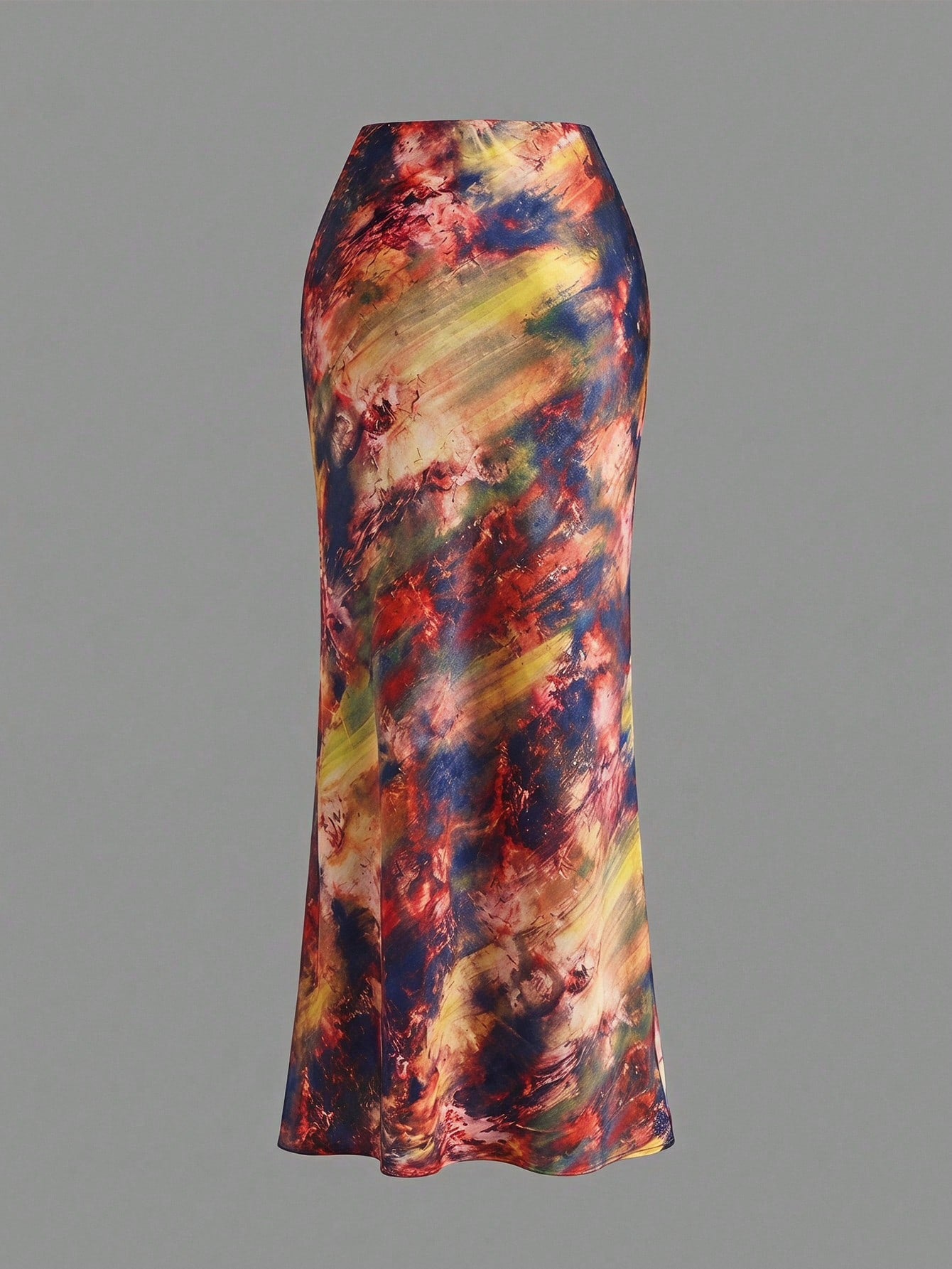 Women's black woven mermaid maxi skirt featuring a solid color design, mid waist, and 100% cotton fabric.