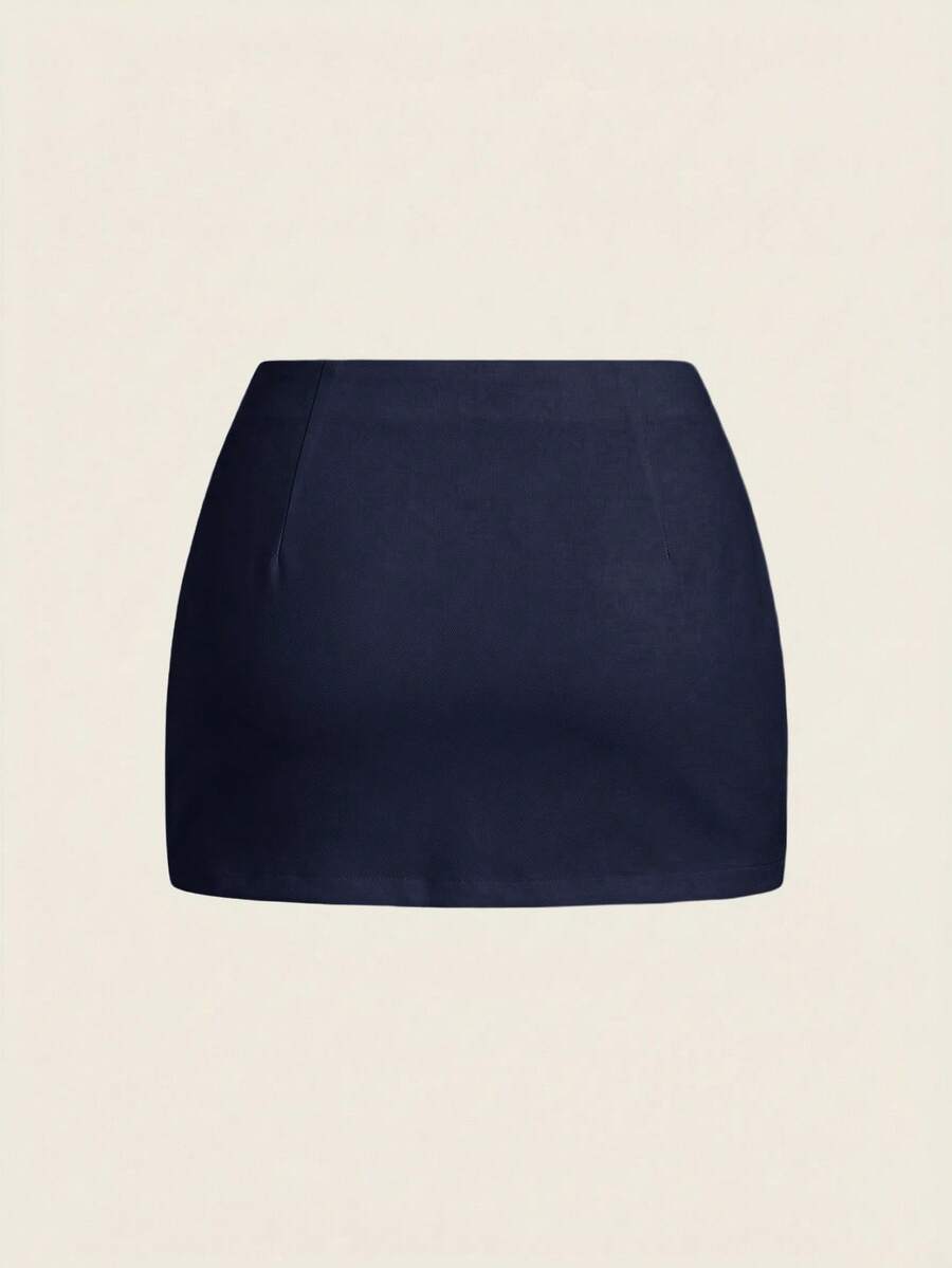 Women's white 100% cotton low waist mini skirt featuring a tropical print and zipper detail.