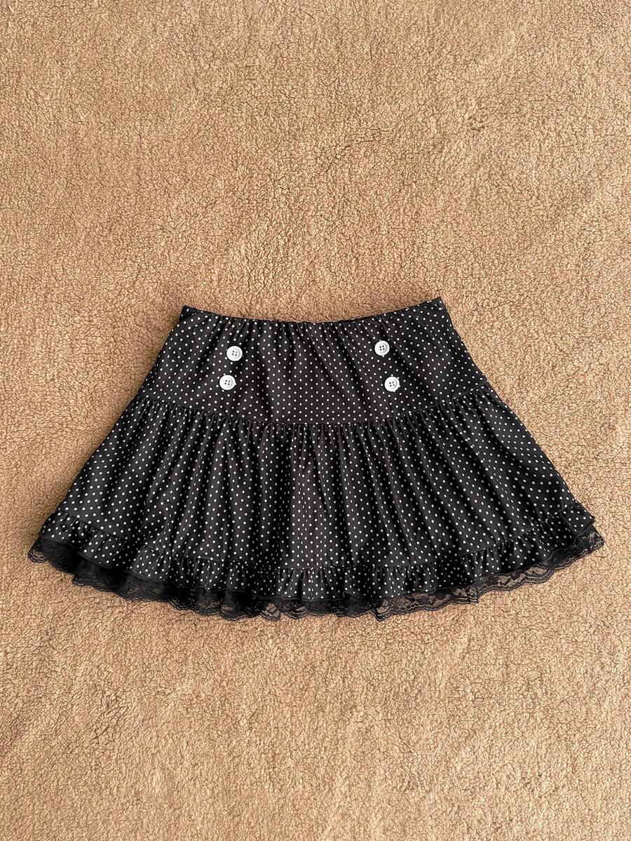 Women's plain black ultra low waist bodycon mini skirt with frill detailing in knitted stretch fabric.