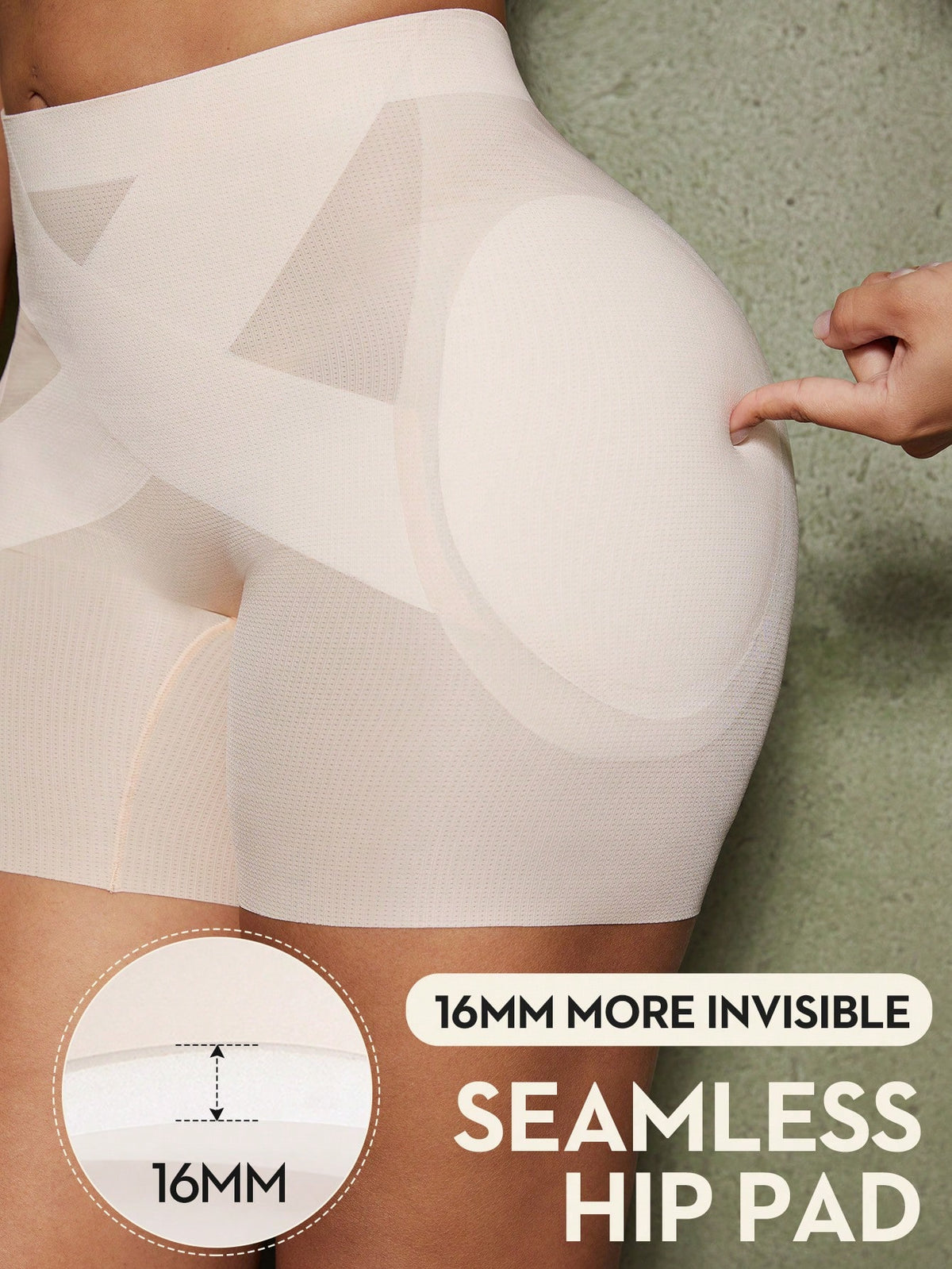 Apricot high-stretch women's butt lifting shapewear shorts with removable padded buttocks for tummy and waist control.