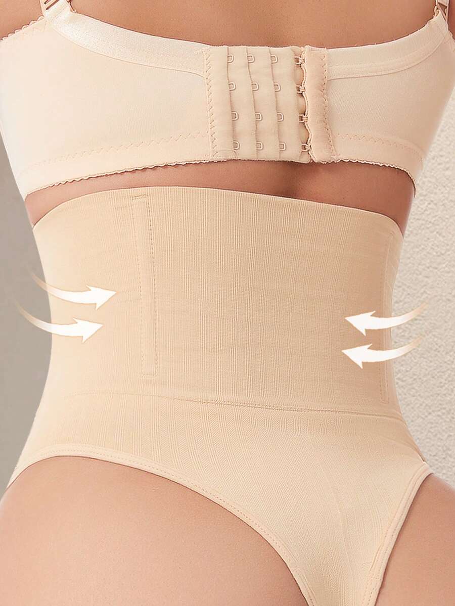 Apricot high waist seamless shaping panties for women displaying tummy control design.