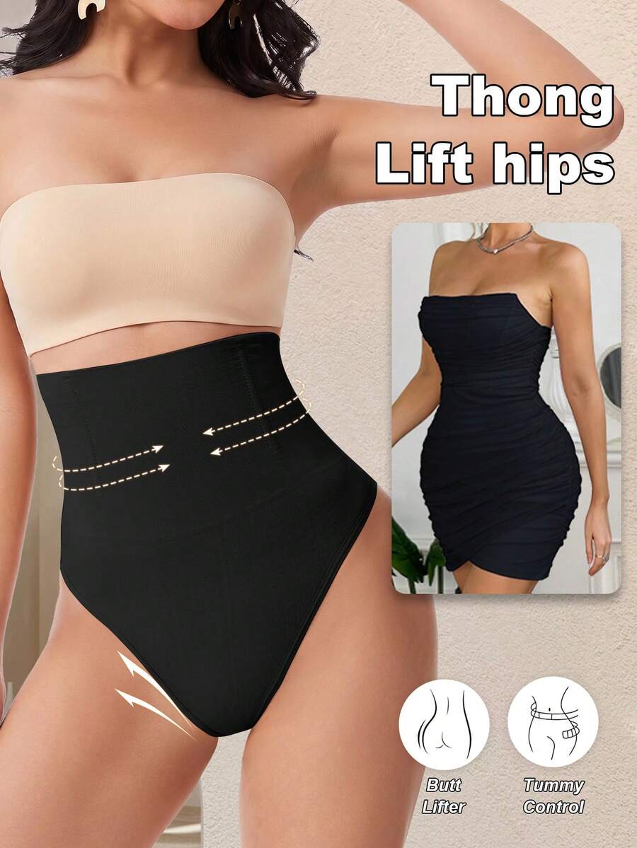 Apricot high waist seamless shaping panties for women displaying tummy control design.