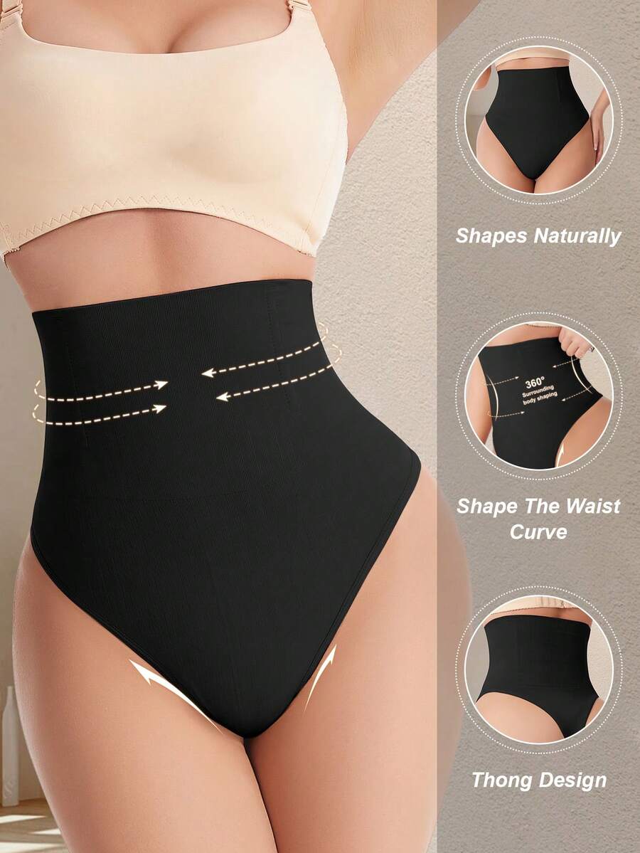 Apricot high waist seamless shaping panties for women displaying tummy control design.