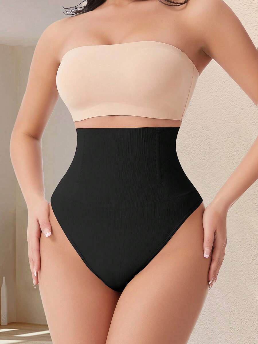 Apricot high waist seamless shaping panties for women displaying tummy control design.