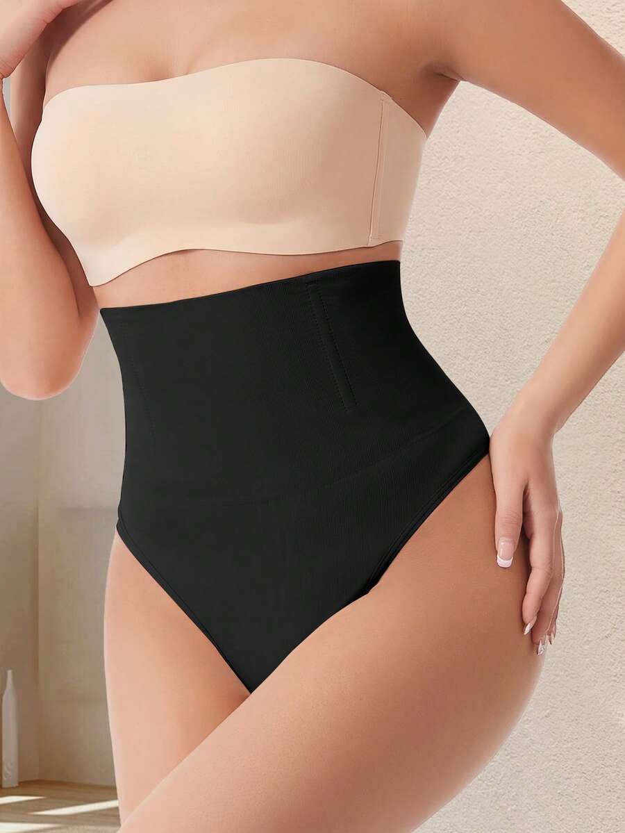 Apricot high waist seamless shaping panties for women displaying tummy control design.