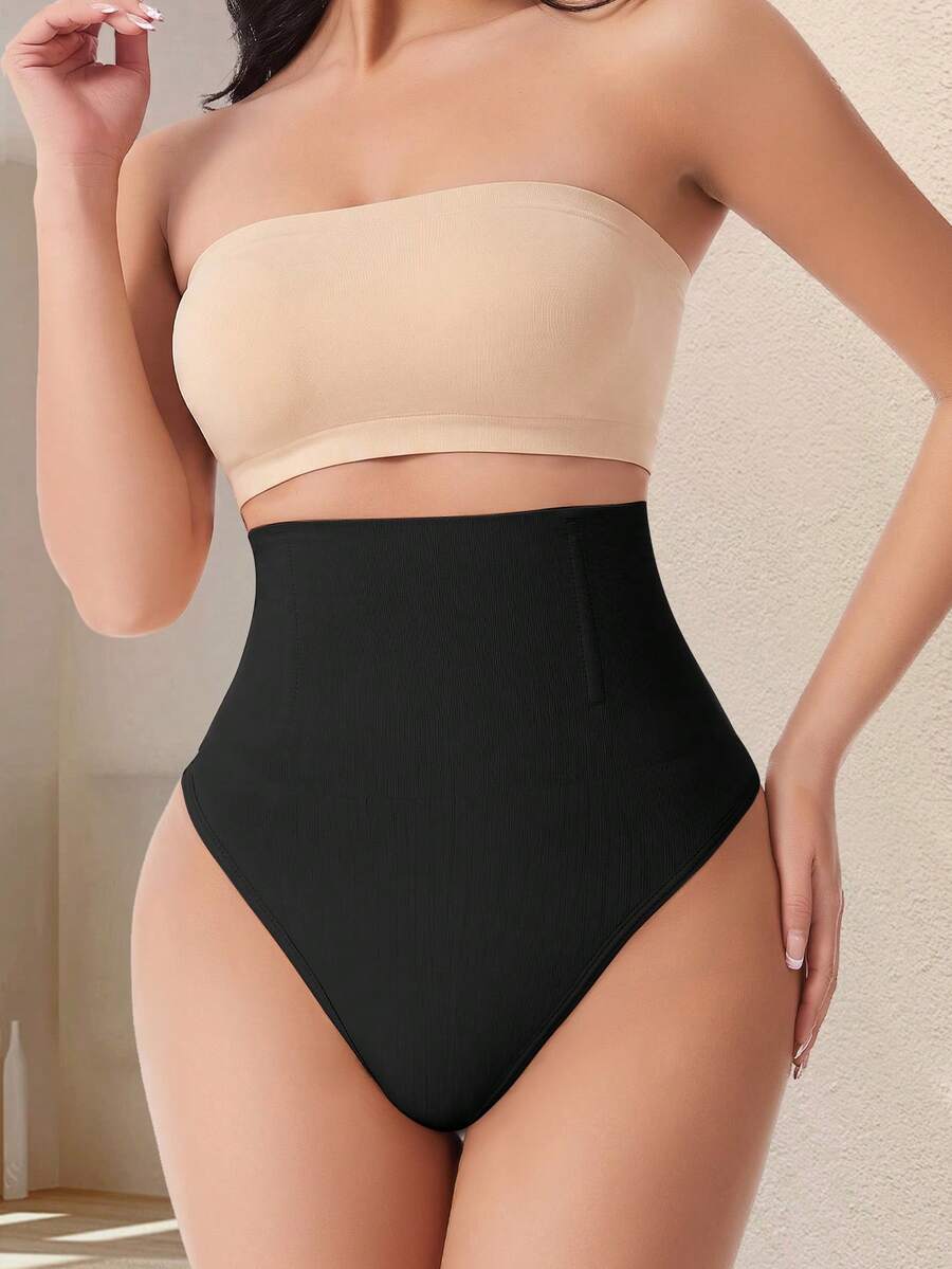Apricot high waist seamless shaping panties for women displaying tummy control design.