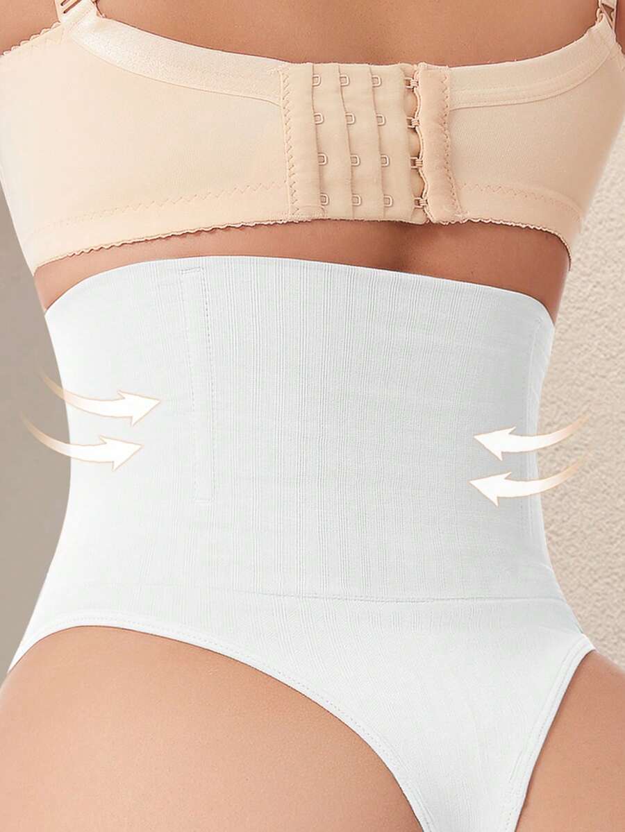 Apricot high waist seamless shaping panties for women displaying tummy control design.