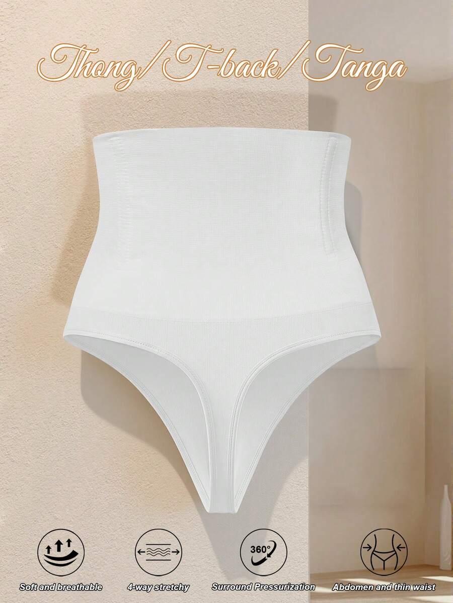 Apricot high waist seamless shaping panties for women displaying tummy control design.