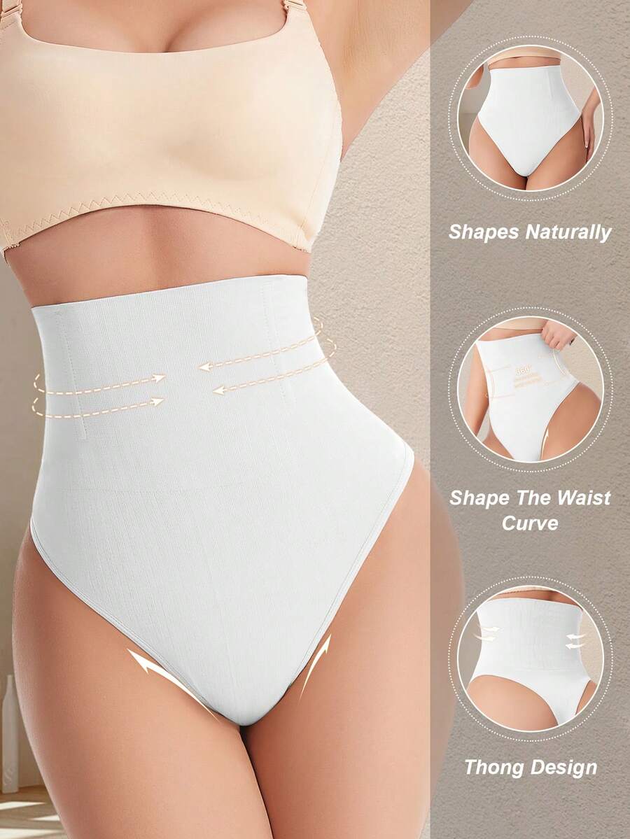 Apricot high waist seamless shaping panties for women displaying tummy control design.