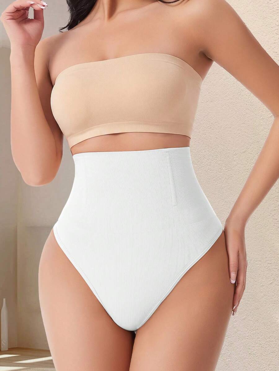 Apricot high waist seamless shaping panties for women displaying tummy control design.