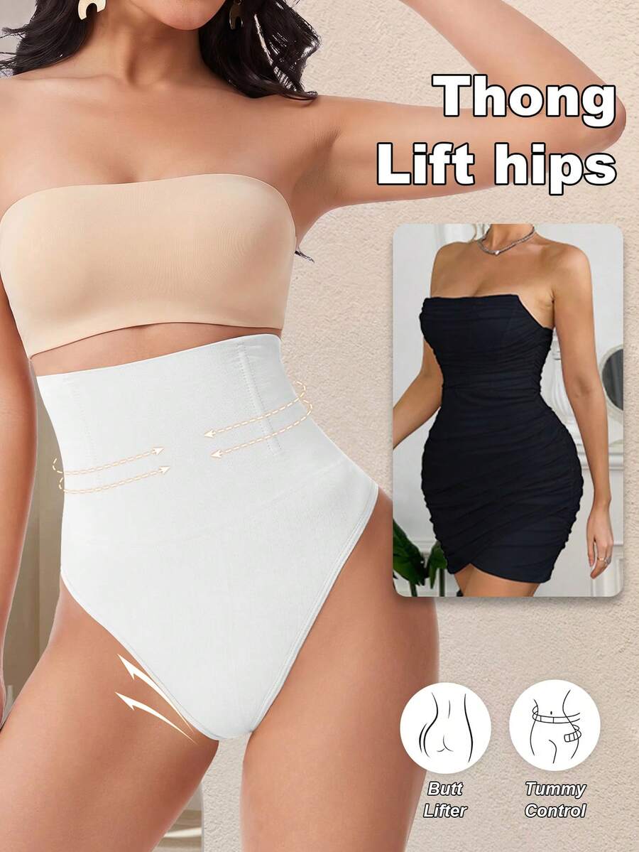 Apricot high waist seamless shaping panties for women displaying tummy control design.