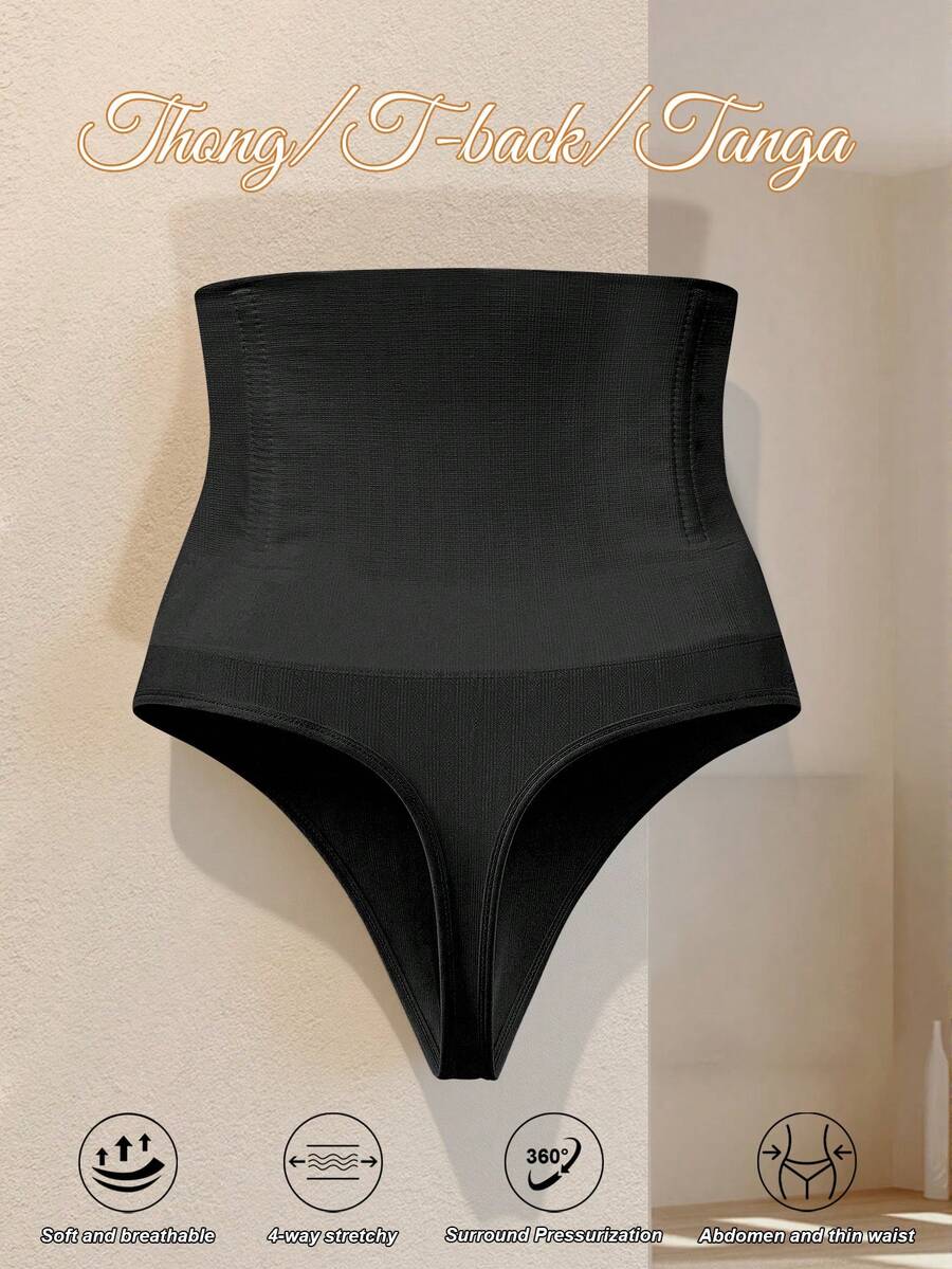 Apricot high waist seamless shaping panties for women displaying tummy control design.