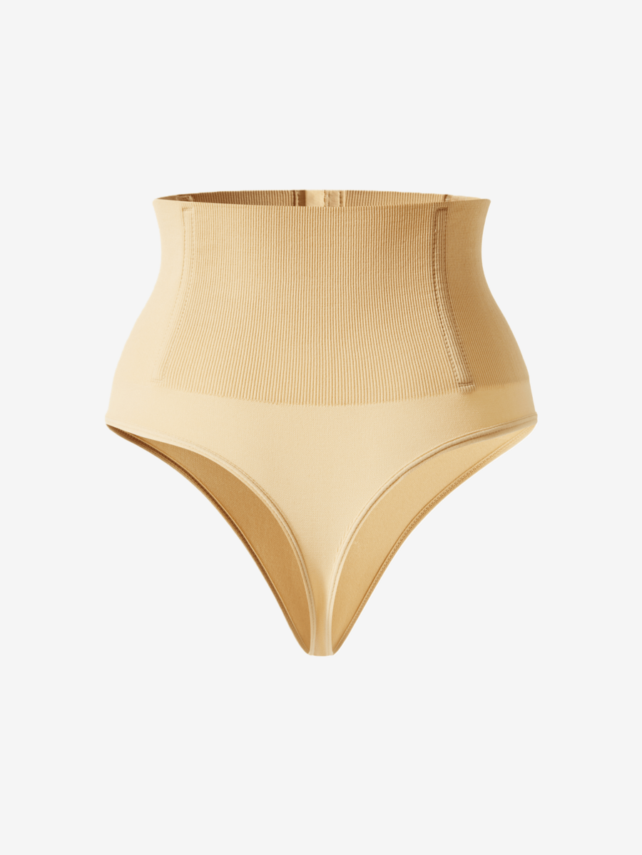 Women's high waist tummy control shaping briefs with hook-and-eye closure and strong stretch support