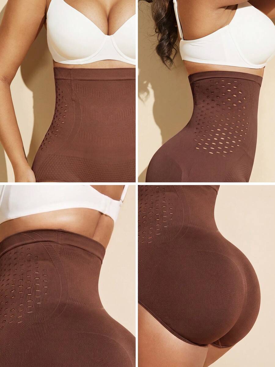 Black women's high waist seamless shaping jumpsuit featuring tummy control and short body shaper design.