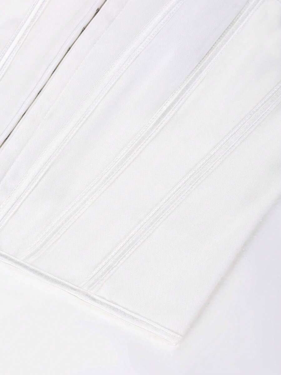 White Y2K halter backless corset top featuring lace-up back detail and metal grommet eyelets for women