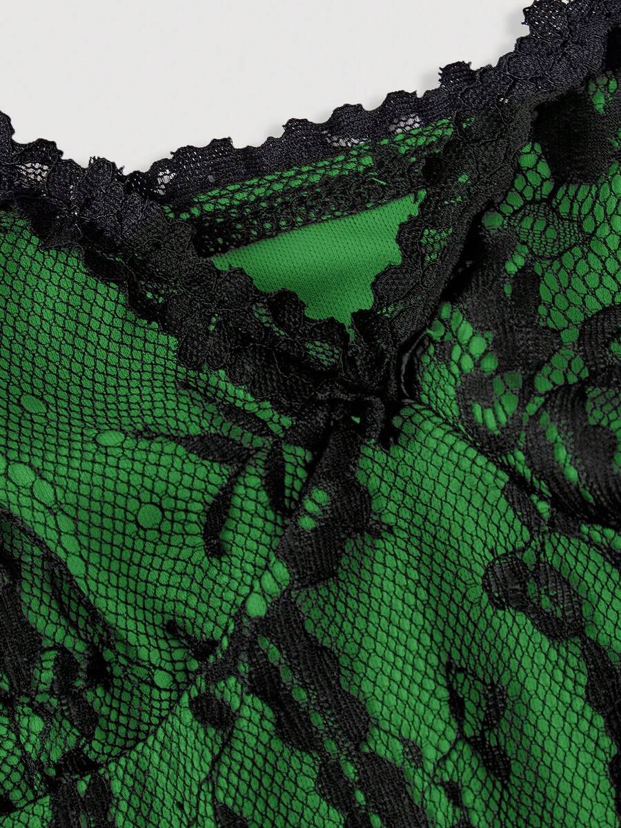 Skyraze women's lace waist-cinching cami dress featuring spaghetti straps, a high waist, and slim fit design.