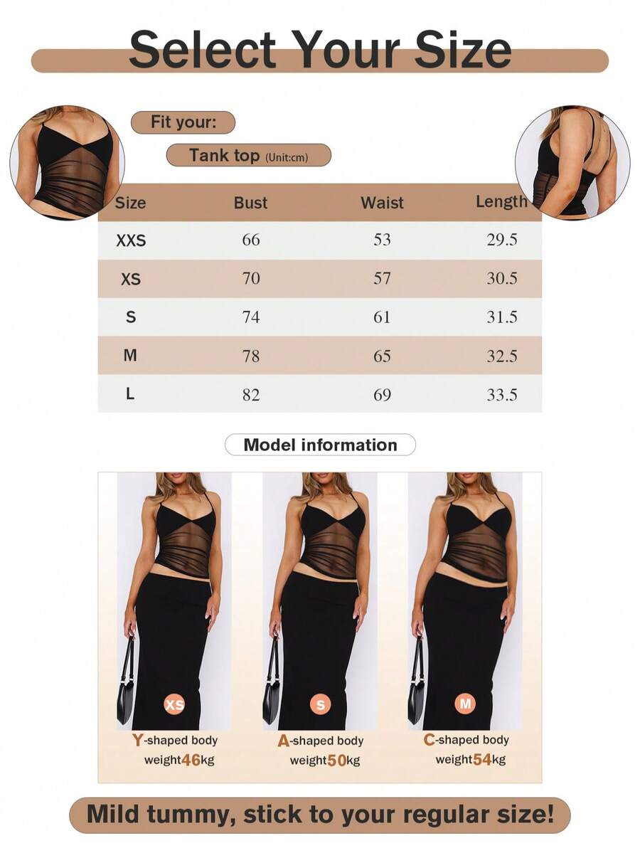 Ruched mesh spaghetti strap camisole top for women featuring semi-sheer details and a slim fit.
