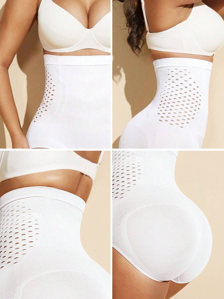 Black women's high waist seamless shaping jumpsuit featuring tummy control and short body shaper design.