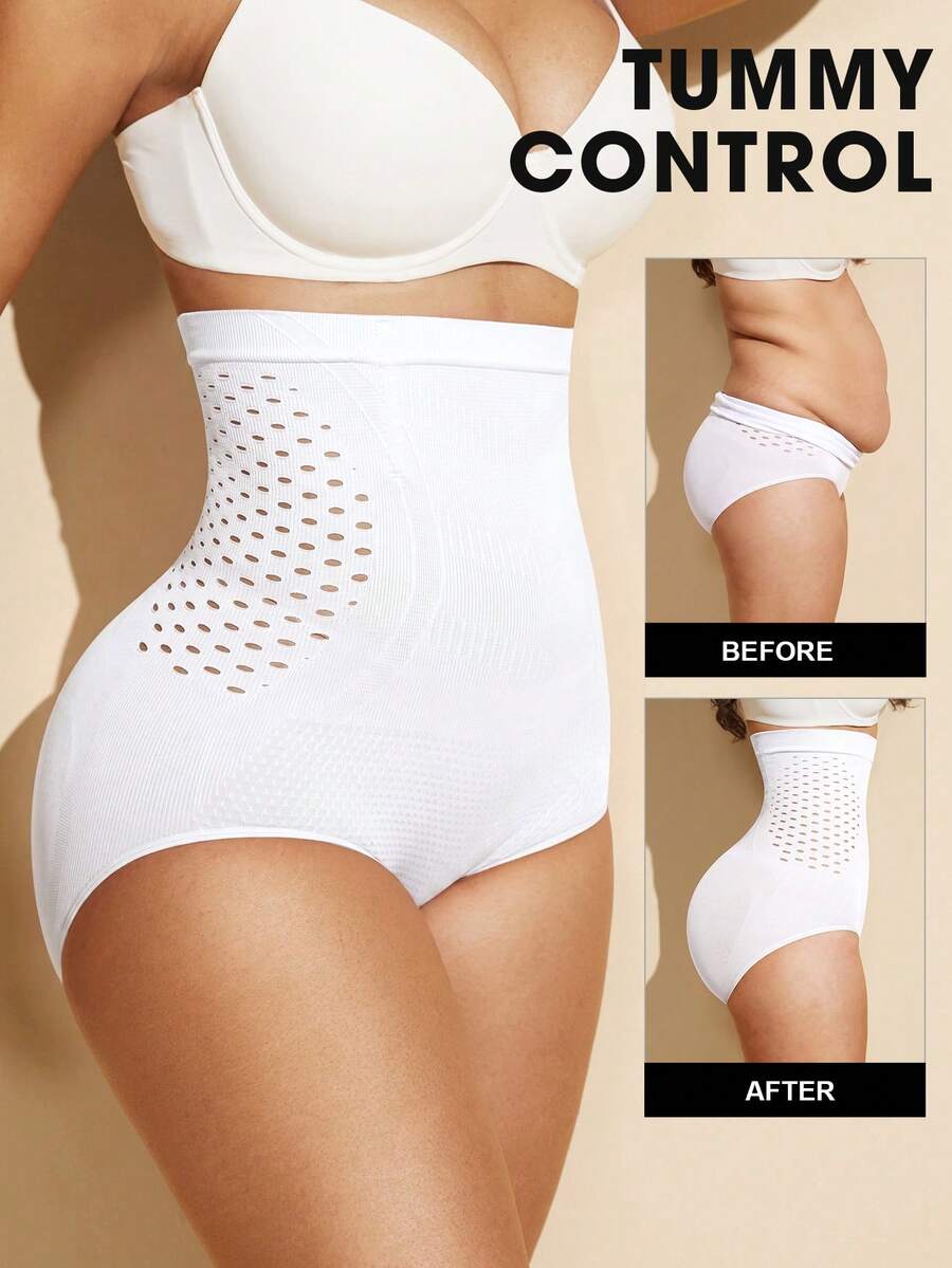 Black women's high waist seamless shaping jumpsuit featuring tummy control and short body shaper design.
