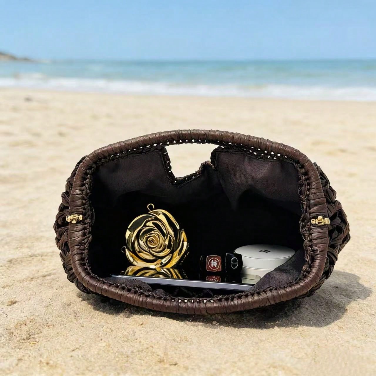 2025 New Natural Fiber Clutch Bag, Handwoven Raffia Straw Summer Beach Bag For Women