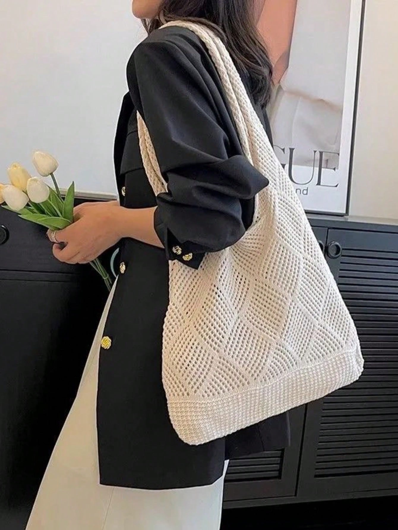 Summer Vacation Beach Bag, Large Capacity Tote Bag, Fashionable & Elegant Women's Shoulder Bag