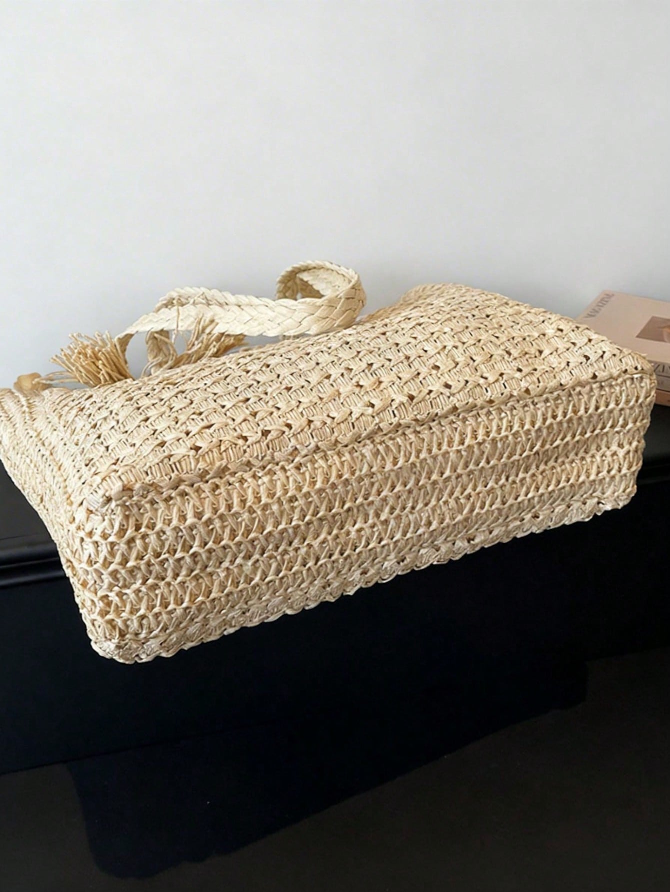 Women's Large Capacity Straw Vacation Beach Bag, Woven With Tassels, Shoulder Handbag Wallet, Casual Fashion Travel Bag, Portable Bohemian Foldable Tote , Bohemian Outfit For Women , Summer, Boho