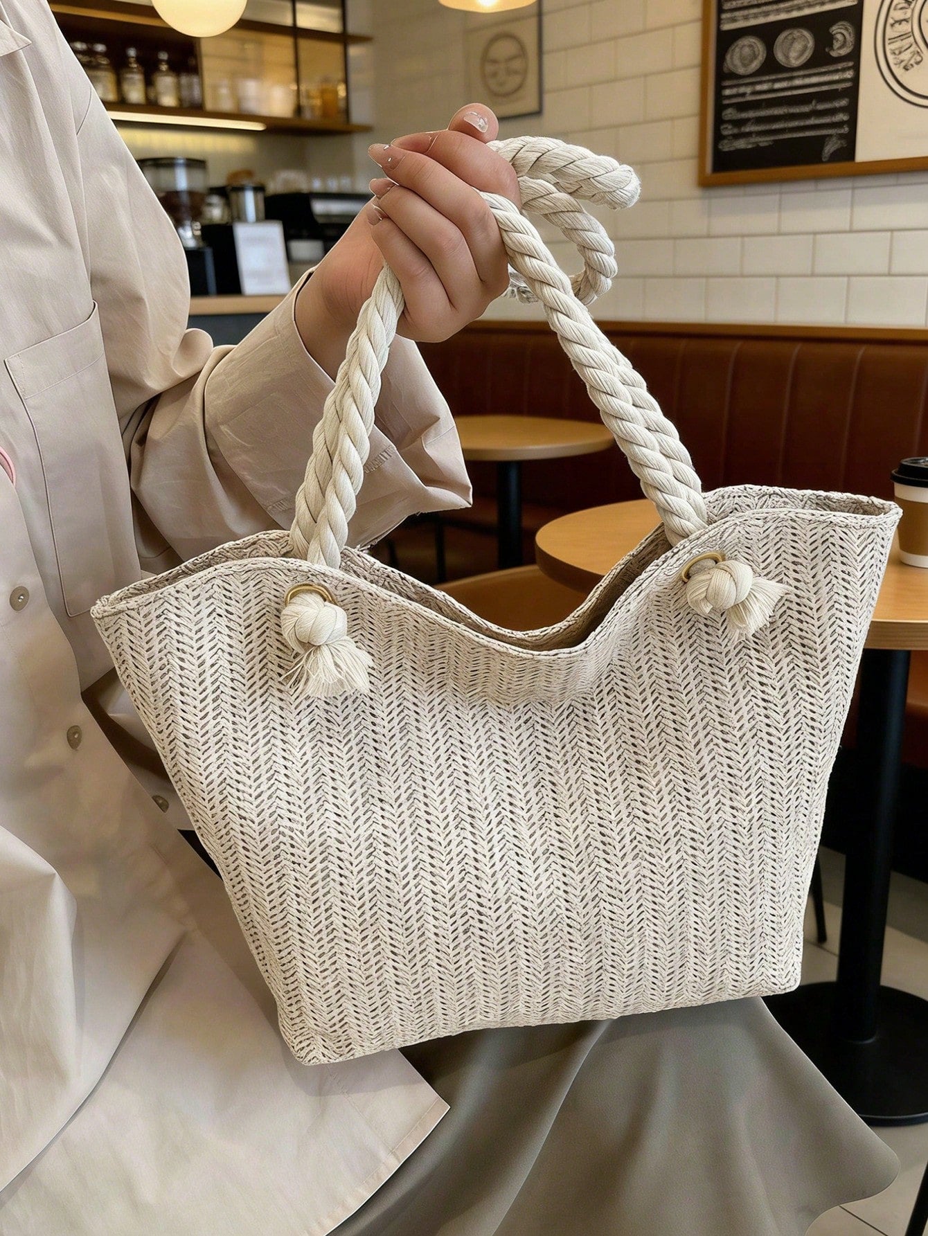 Summer Beach Vacation Straw Tote Bag, Large Capacity, Fashionable, Versatile, Casual Shoulder Bag