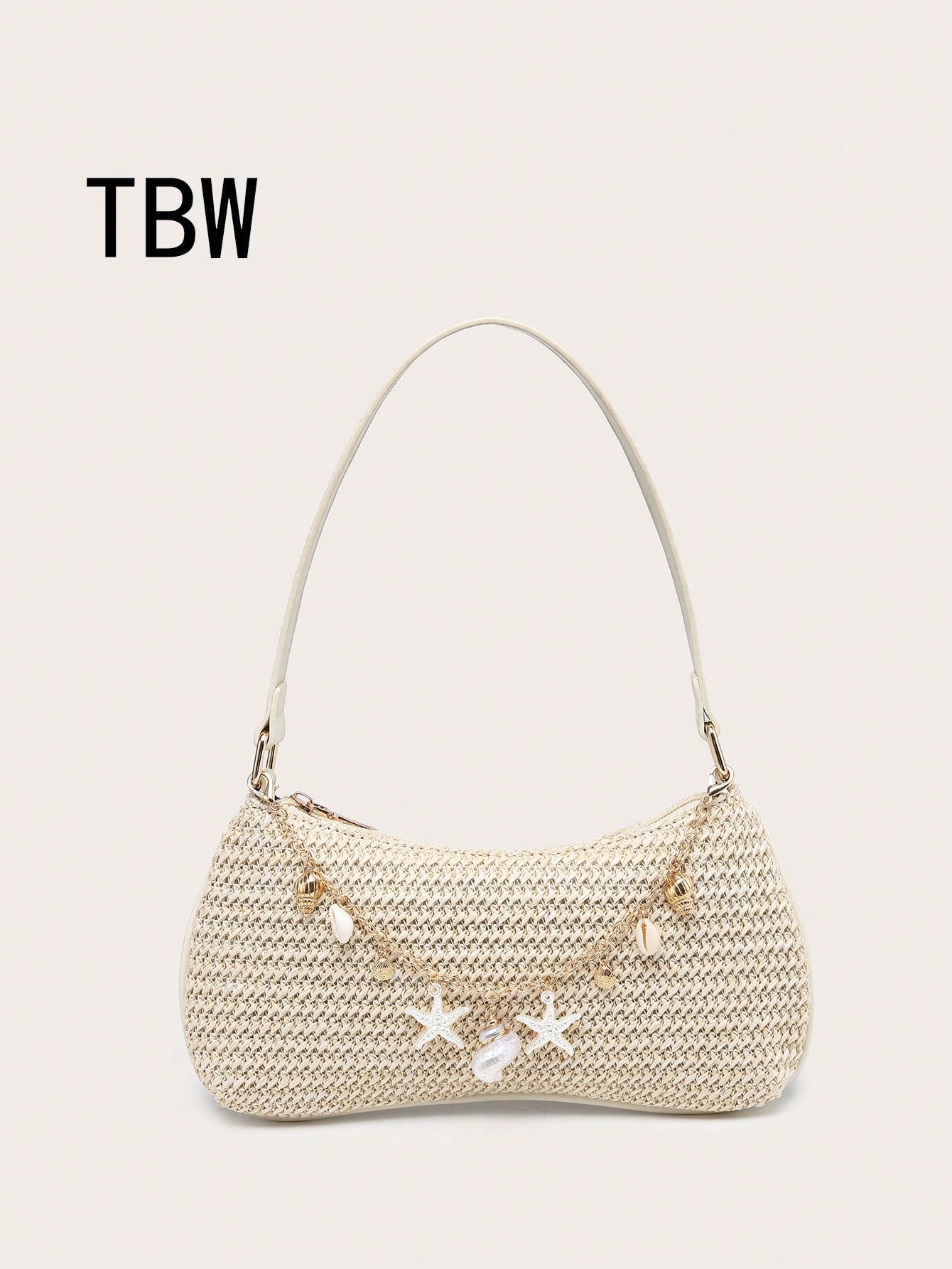 Women's Underarm Shoulder Bag, Square Bag, PU Rope Flower Pendant, Large Capacity, Lightweight, Casual Fashionable Beach Vacation Style, Suitable For Shopping And Vacation , Beach Bag, Holiday, Straw Bag