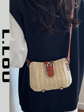2026 New Arrival Straw Crossbody Bag, Niche Commuter Woven Bag, Women Beach Vacation Straw Bag, Early Spring Versatile Woven Shoulder Bag
