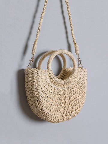 Yogodlns Straw Woven Crossbody Shoulder Bag Daisy Decor Handmade Small Purse Handbag Bohemia Summer Bag, Eye-Catching Beach Bag Summer