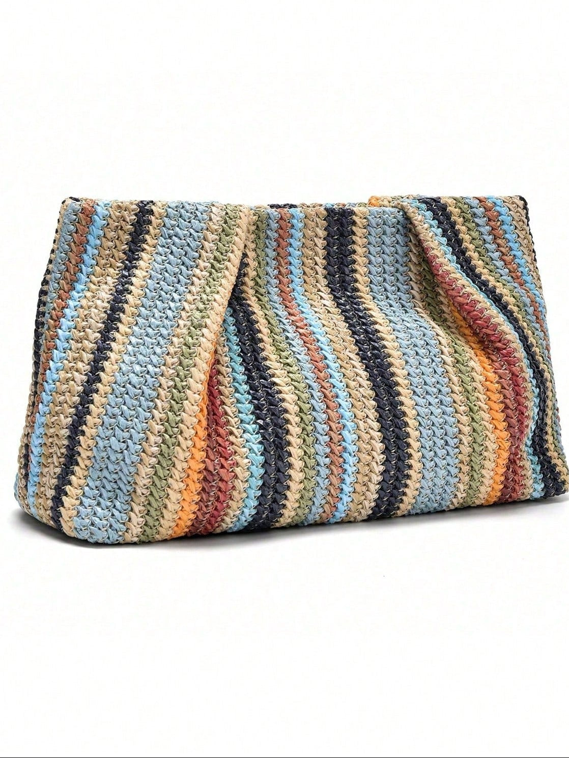 1pc Rainbow Color Woven Clutch Bag, Minimalist & Fashionable, Suitable For Casual/Daily Use, Woven Bag