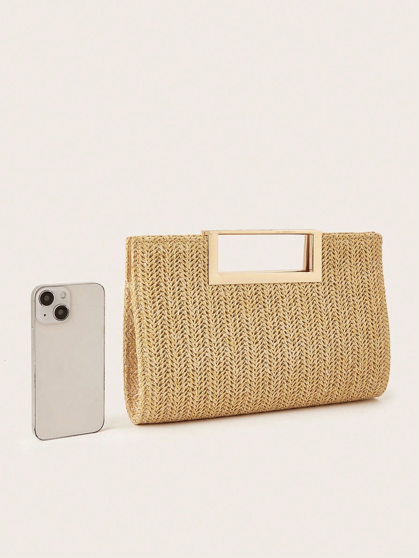 AIBBYDAR Beige Woven Handbag For Women, Fashion Tote Bag For Holiday, Beach, Business Commute, Casual, Minimalist, Beach, Vacation, Woven Bag