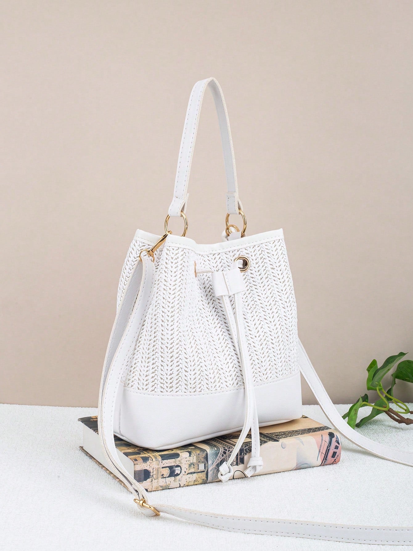 Drawstring Bucket Bag, Large Capacity Daily Versatile Bag, New Summer Beach Bag, Straw Crossbody Bag, Durable Women Handbag