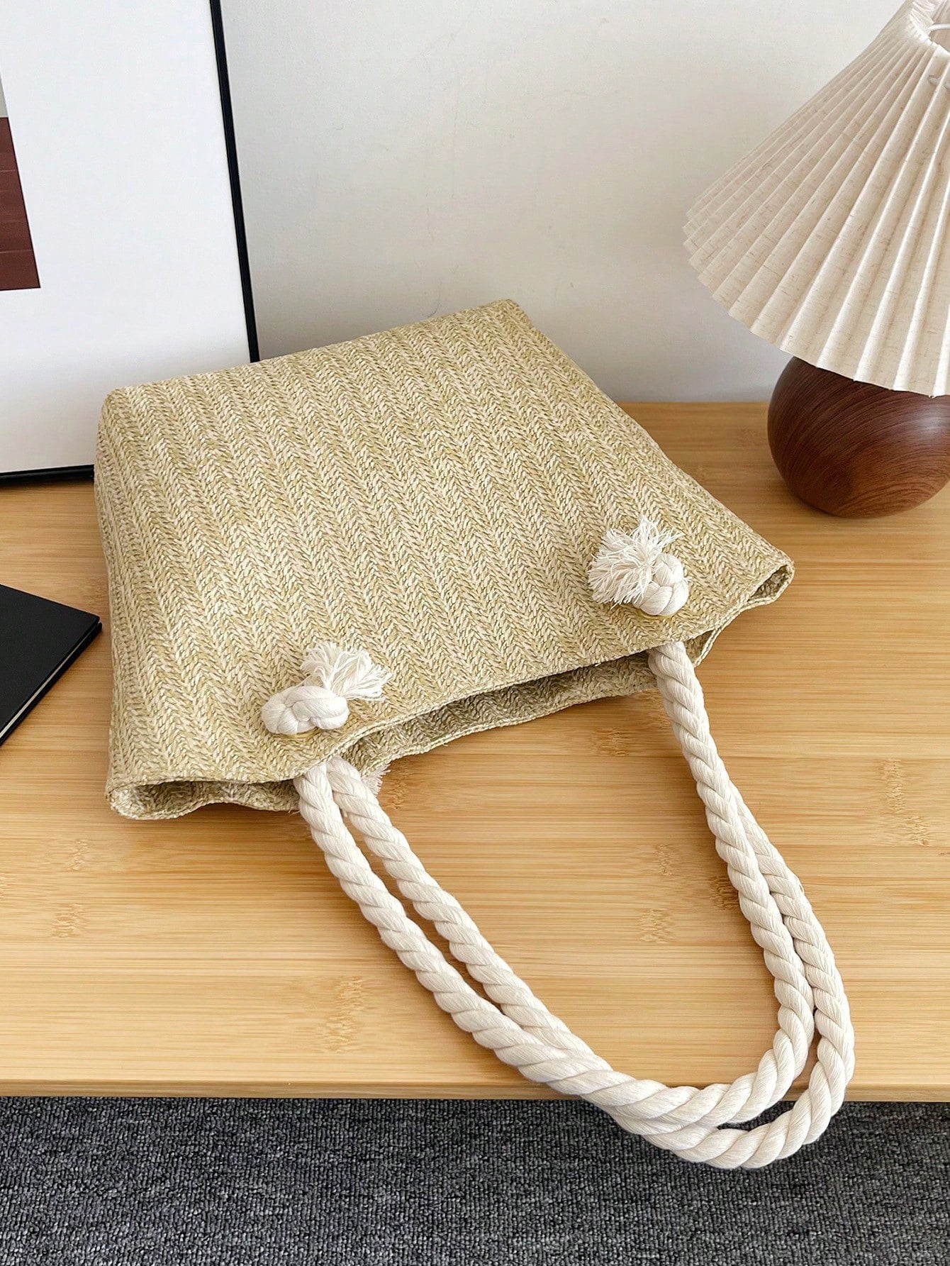 Summer Beach Vacation Straw Tote Bag, Large Capacity, Fashionable, Versatile, Casual Shoulder Bag