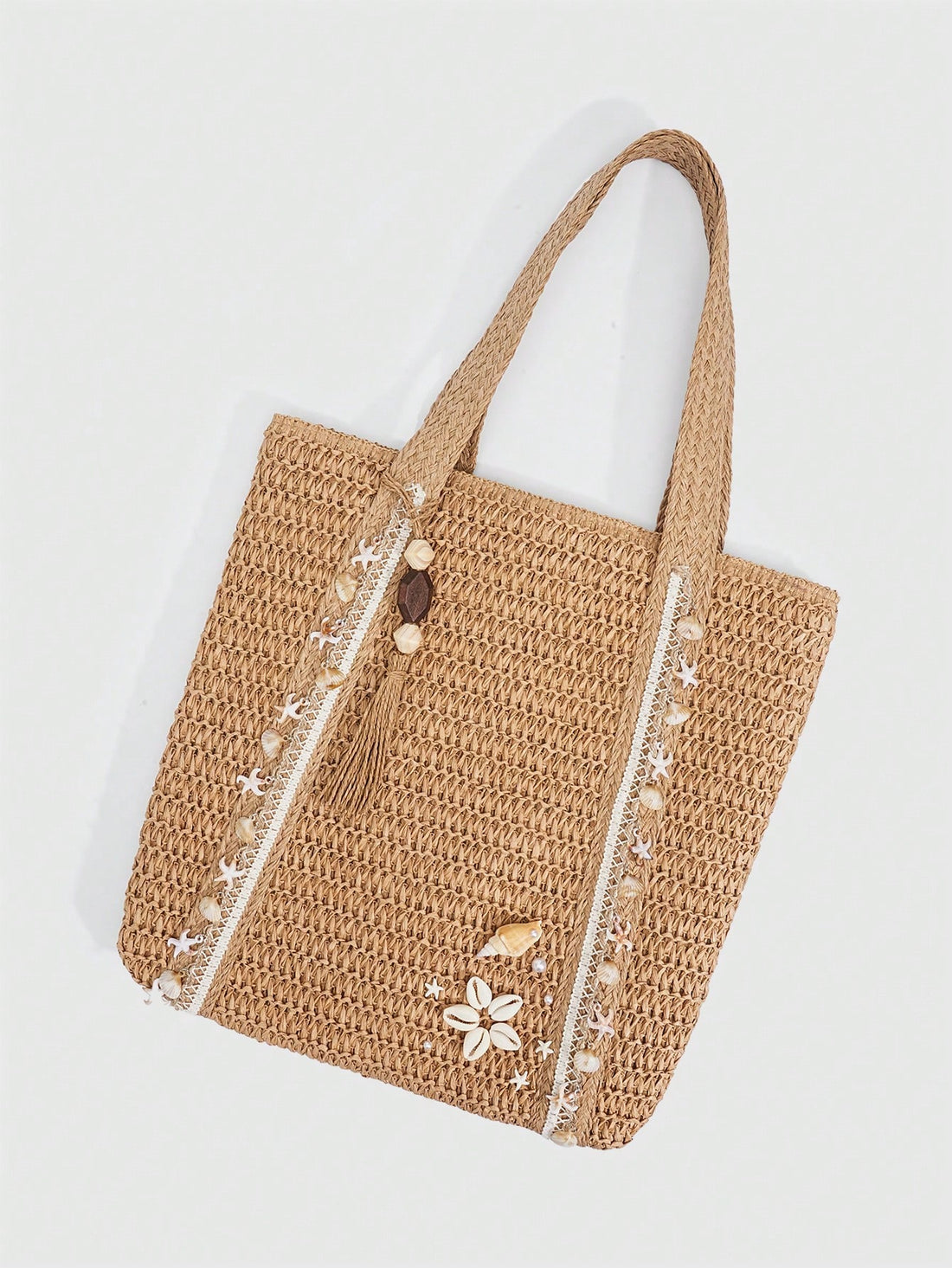 ROMWE Fairycore 1pc Vacation-Themed Shell, Seashell, Coral, Pearl Decor Women Tote Bag