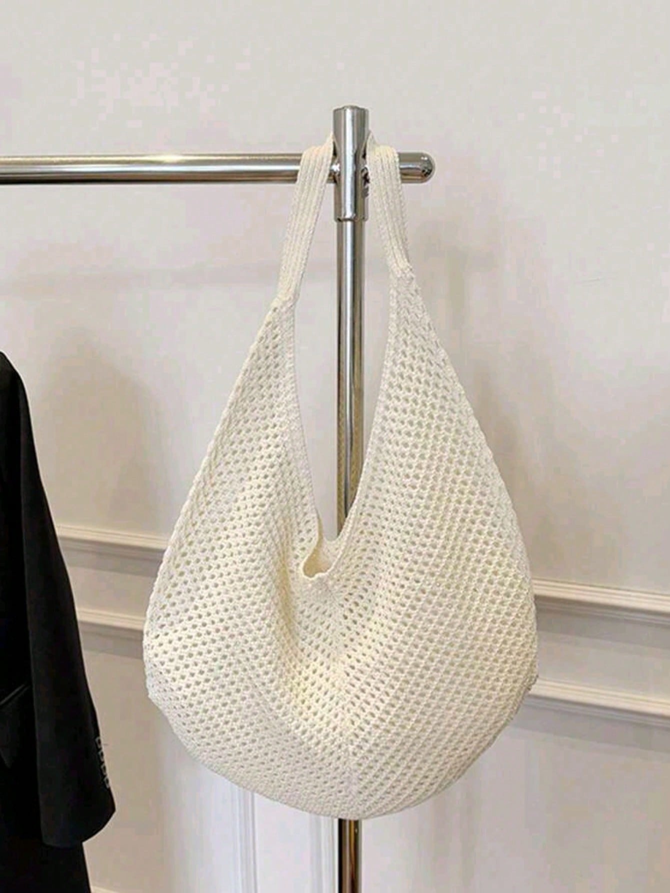 Large Capacity Crochet Shoulder Tote Bag - Lightweight, Multifunctional Knitted Handbag, Beige, Pink, Brown, Black, Suitable For Travel, Beach, Vacation And Daily Use, Large Tote Bag , Beach Bag , Crochet, Holiday, Yellow